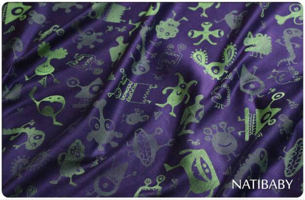 Monsters Violet, WRAP, [60% cotton, 40% linen] baby wrap, baby wraps, babywearing, wrap, wraps, for children, for child, sling, slings, baby sling, baby slings